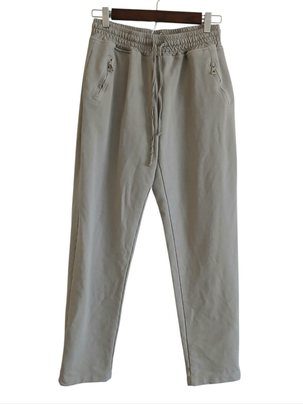 MILIO MILANO Straight Leg Athleisure Pants Women's L Neutral Cotton Quiet Luxury